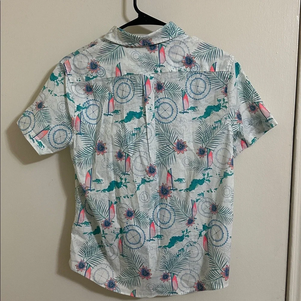 EUC Vineyard Vines Travel Navigator Nautical Short Sleeve Button‎ Down Shirt 16